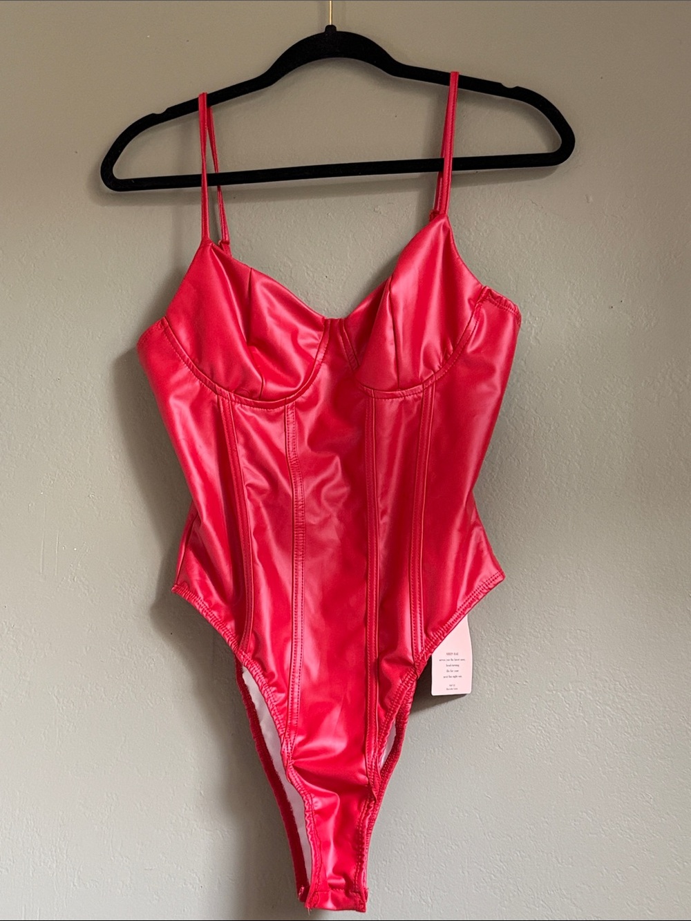 NWT Red faux leather bodysuit